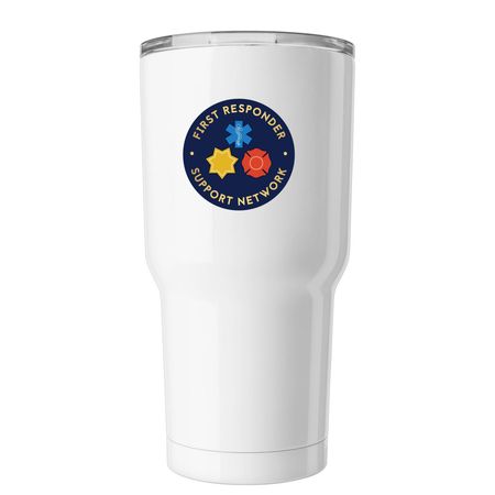 Strong Enough to Heal FRSN Tumbler Mug, a White Insulated Tumbler (back-view)