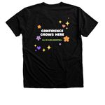 Confidence Grows Here Tee, a Black Heather Premium Unisex Tee (back-view)