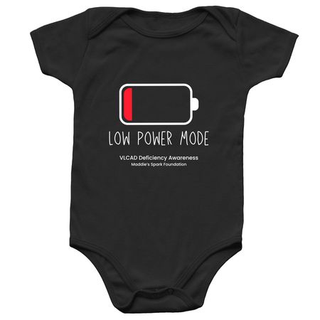Low Power Mode Onesie | Maddie's Spark Gear, a Black Infant Onesie