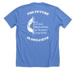 2026 Trans Mic & Amp Pride Shirt, a Heather Columbia Blue Premium Unisex Tee (back-view)