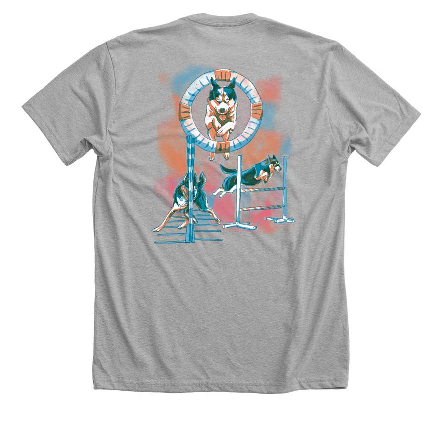 Super Agility Huskies, a Athletic Heather Premium Unisex Tee (back-view)