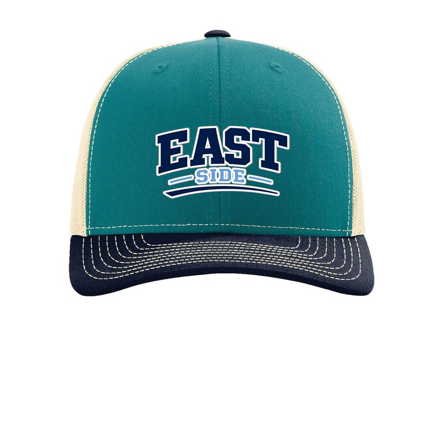 East Side - Hat, a Blue Teal/ Birch/ Navy Printed Snapback Trucker Cap