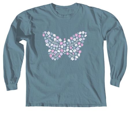 NICU Butterfly, a Ice Blue Comfort Colors Long Sleeve Tee