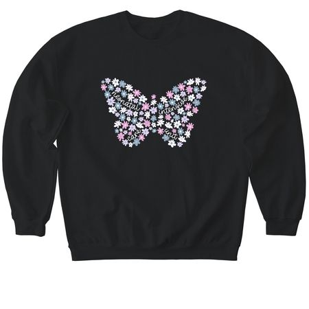 NICU Butterfly, a Black Softstyle Crewneck Sweatshirt