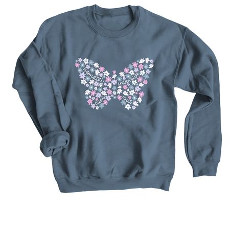 NICU Butterfly, a Indigo Crewneck Sweatshirt