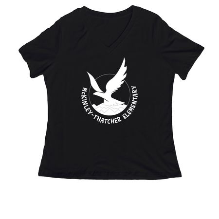 Classic White Logo, a Black Women's Relaxed V-Neck Tee