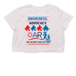 AK Runs - Fun Collection, a Heather Dust Women?s Flowy Cropped Tee (back-view)