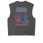 AK Runs - Fun Collection, a Faded Black Heavyweight Garment Dye Muscle Tee (back-view)