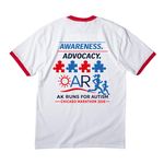 AK Runs - Fun Collection, a White/ Red Cotton Ringer Tee (back-view)
