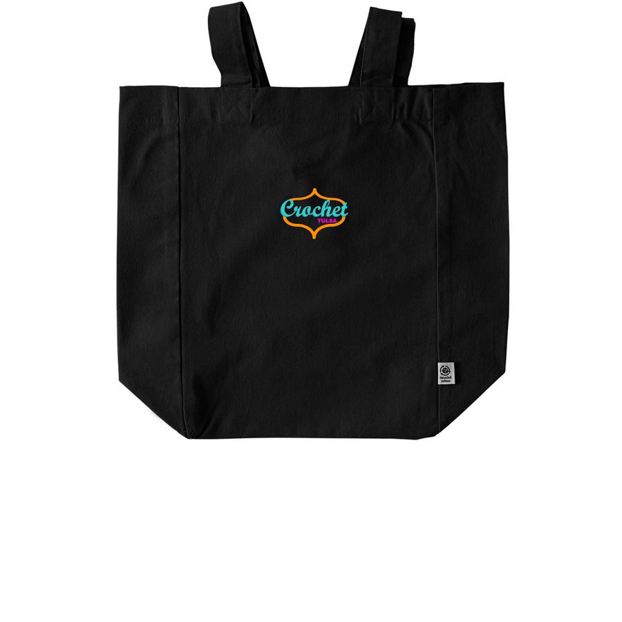 Crochet Project Tote, a Black Recycled Cotton Tote Bag
