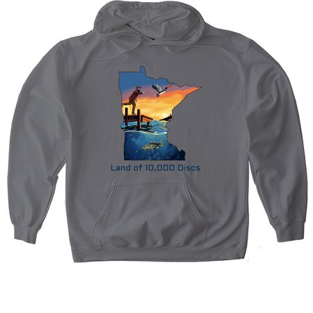 Land of 10K Discs 2026, a Charcoal Gildan Softstyle Pullover Hoodie
