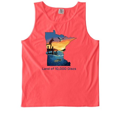 Land of 10K Discs 2026, a Neon Red Orange Comfort Colors Tank Top