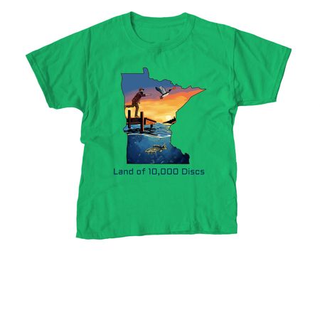 Land of 10K Discs 2026, a Irish Green Youth Unisex Tee