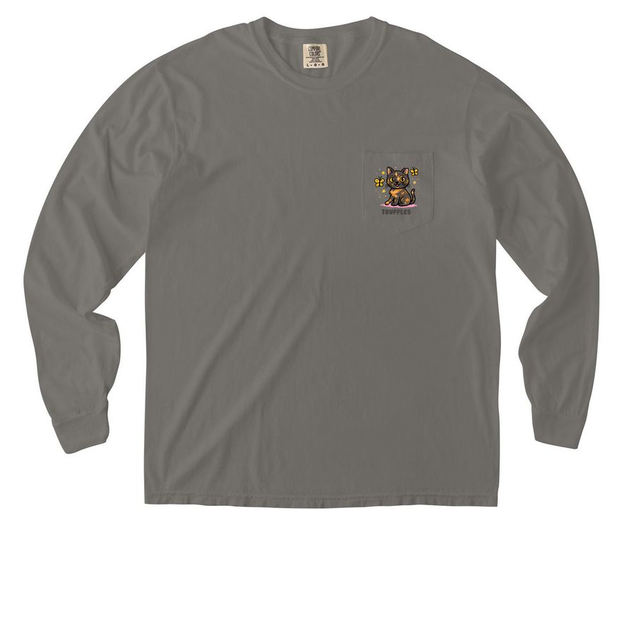Pocket Shirts by @trufflesthetortie, a Grey Comfort Colors Long Sleeve Pocket Tee