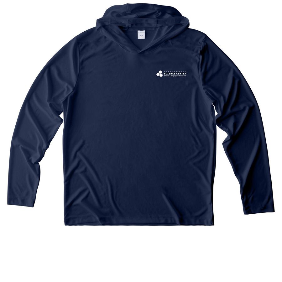 Spartanburg Science Center, a True Navy UV Performance Long Sleeve Hoodie