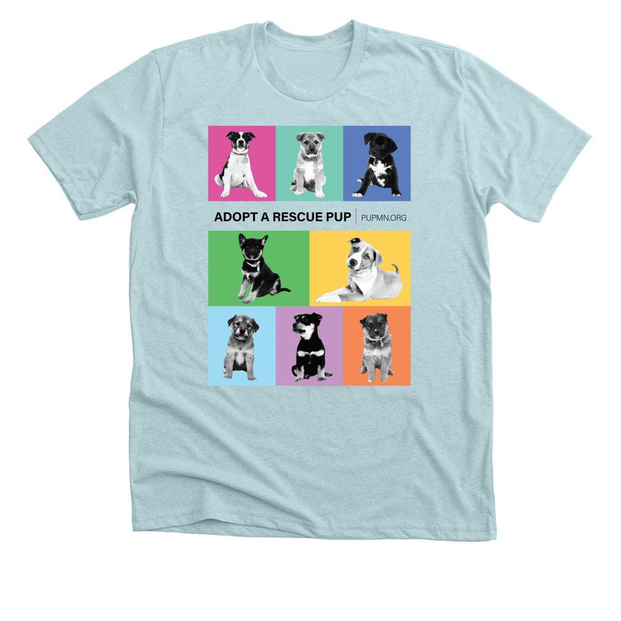 Adopt A Rescue Pup T-Shirt, a Heather Ice Blue Premium Unisex Tee