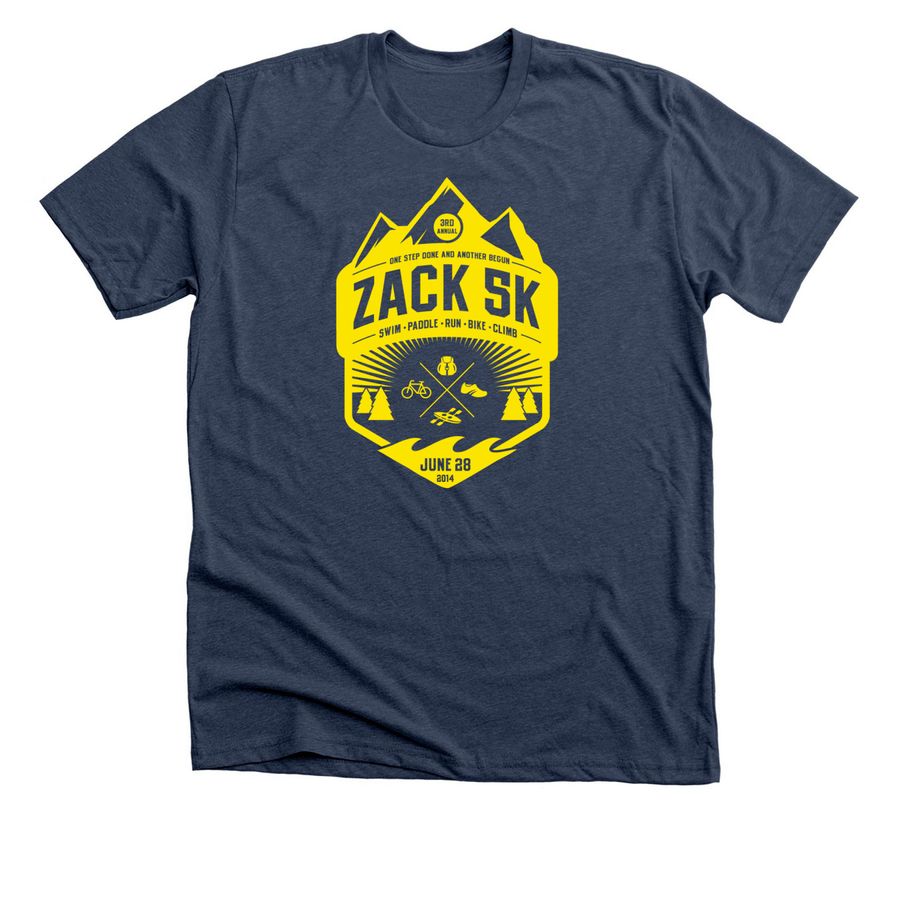 Zack 5K 2014, a Heather Navy Premium Unisex Tee