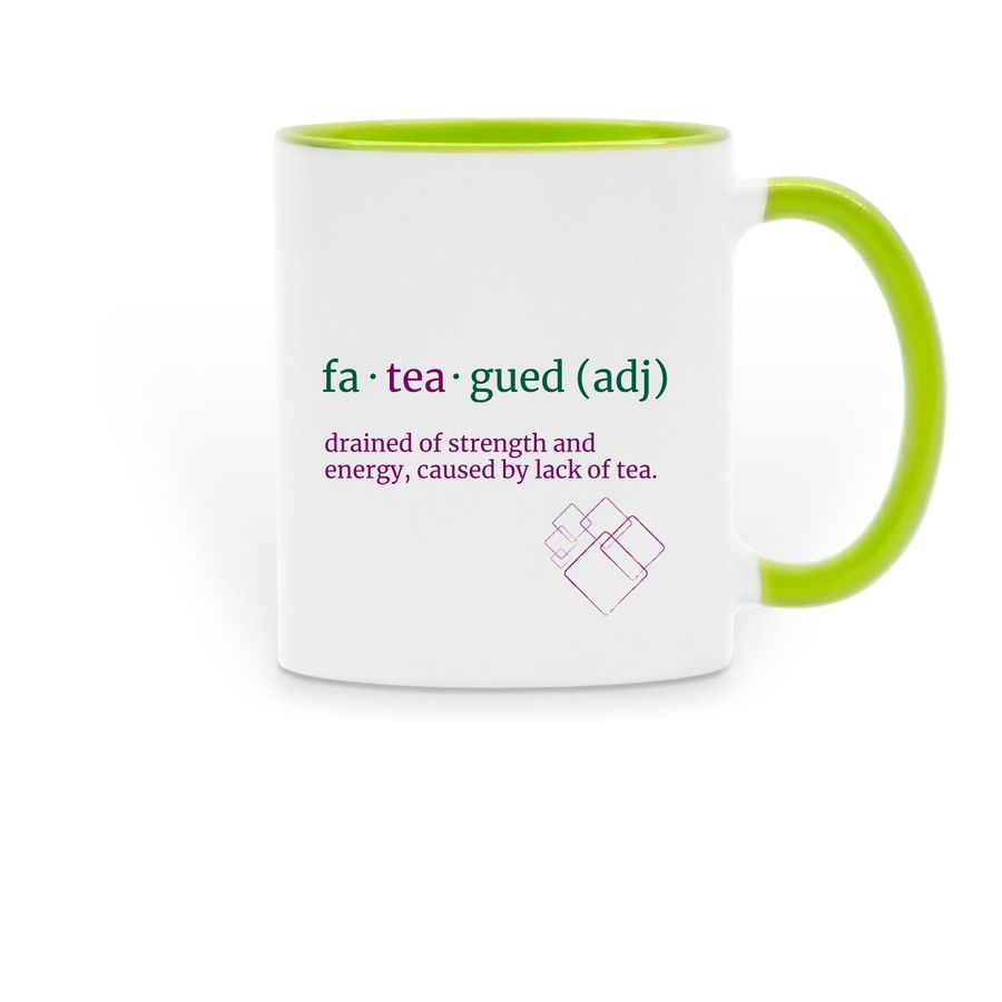 Fa-tea-gued Mug - Color, a Green Two-Tone Ceramic Mug