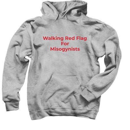 Red Flag for Misogynists (red), a Sport Grey Pullover Hoodie