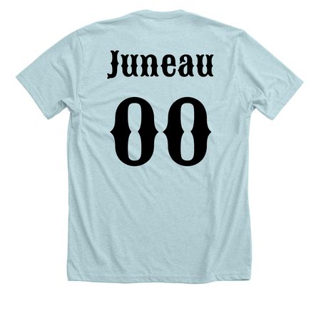 Hykuzia: Juneau (Light ver.), a Heather Ice Blue Premium Unisex Tee (back-view)