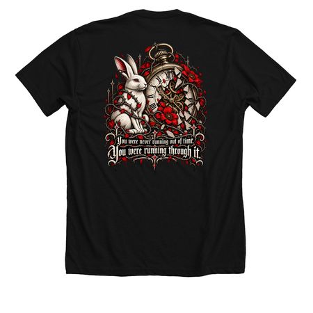 The Rabbit and the Clock, a Solid Black Blend Premium Unisex Tee