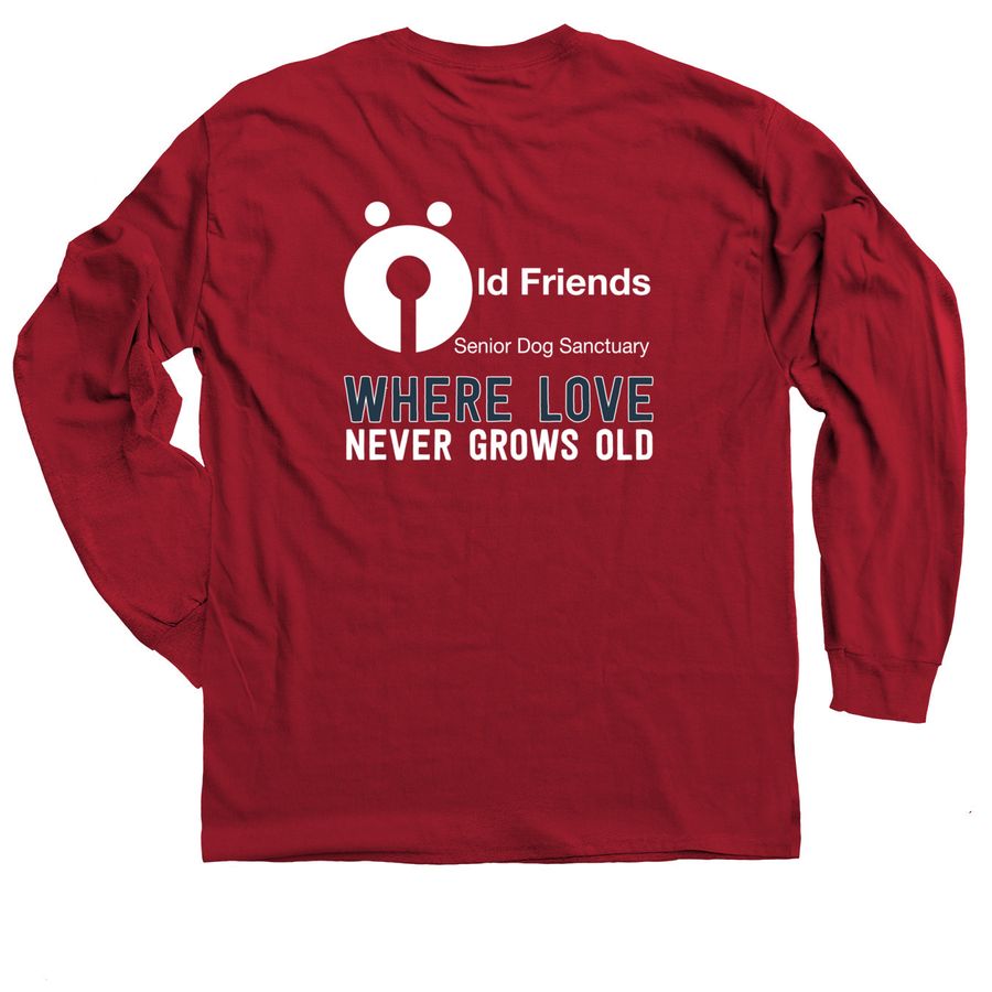 Party Animal, a Cardinal Red Classic Long Sleeve Tee (back-view)