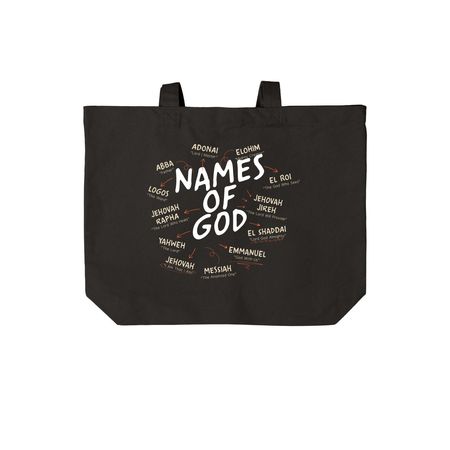 Names of God Tote, a Deep Black Cotton Canvas Tote Bag