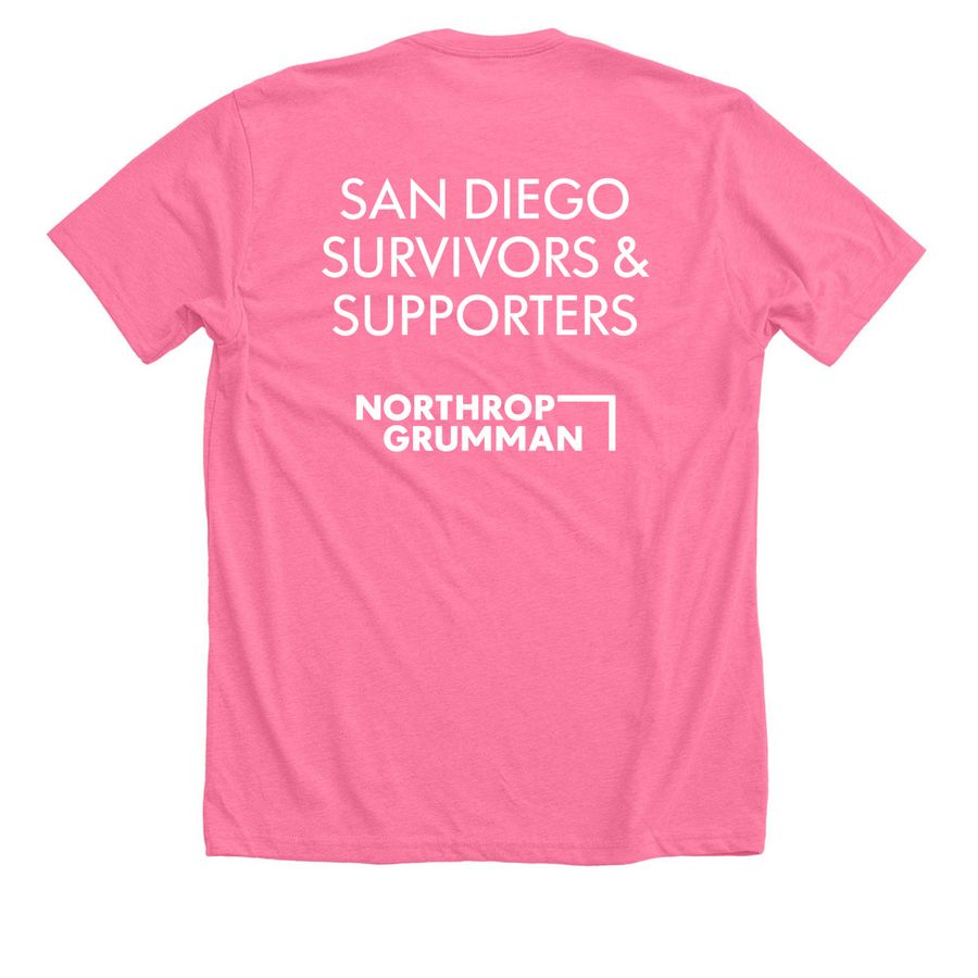 Survivors & Supporters - Northrop Grumman, a Neon Pink Premium Unisex Tee (back-view)