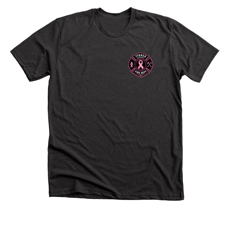 Ithaca Airport Fire Takes On Breast Cancer, a Dark Grey Heather Premium Unisex Tee