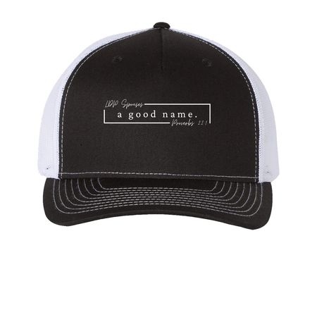 LDP Spouses 2026 - Full Logo Hat, a Black/ White Printed Five-Panel Trucker Cap