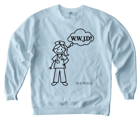 What would Jen do?, a Chambray Comfort Colors Crewneck Sweatshirt