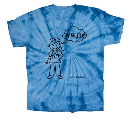 What would Jen do?, a Baby Blue Classic Tie Dye Tee