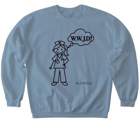 What would Jen do?, a Stone Blue Softstyle Crewneck Sweatshirt