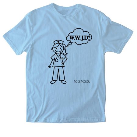 What would Jen do?, a Light Blue Softstyle Cotton Tee
