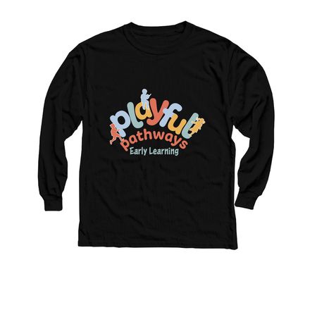 Youth Sizes, a Black Youth Long Sleeve Tee