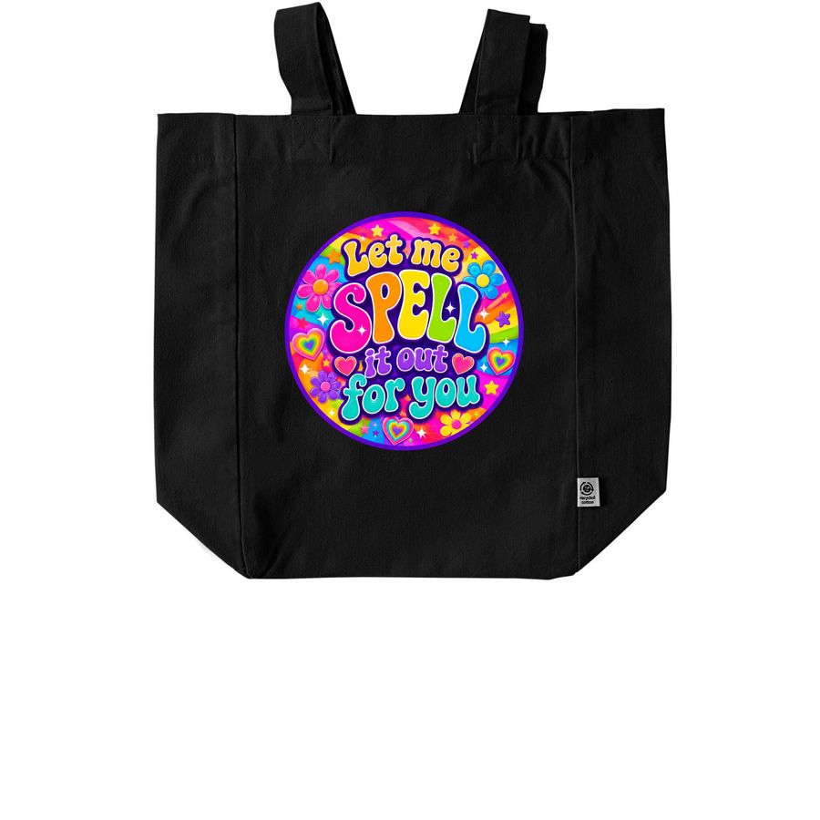Groovy Spelling Bag, a Black Recycled Cotton Tote Bag