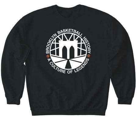 Brooklyn Basketball History, a Black Softstyle Crewneck Sweatshirt