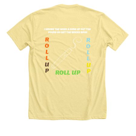 Roll Up Merch, a Heather Yellow Gold Premium Unisex Tee (back-view)