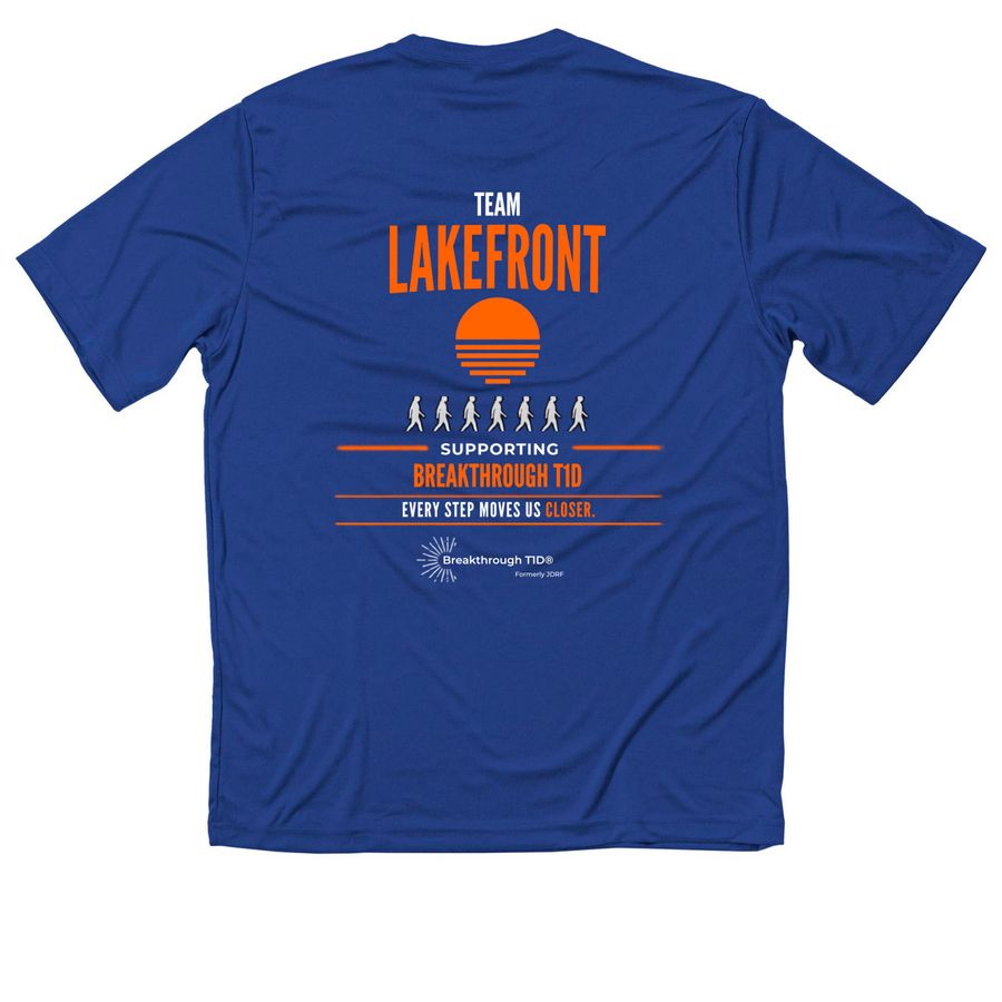Lakefront T1D T-Shirt, a True Royal Classic Performance Tee (back-view)
