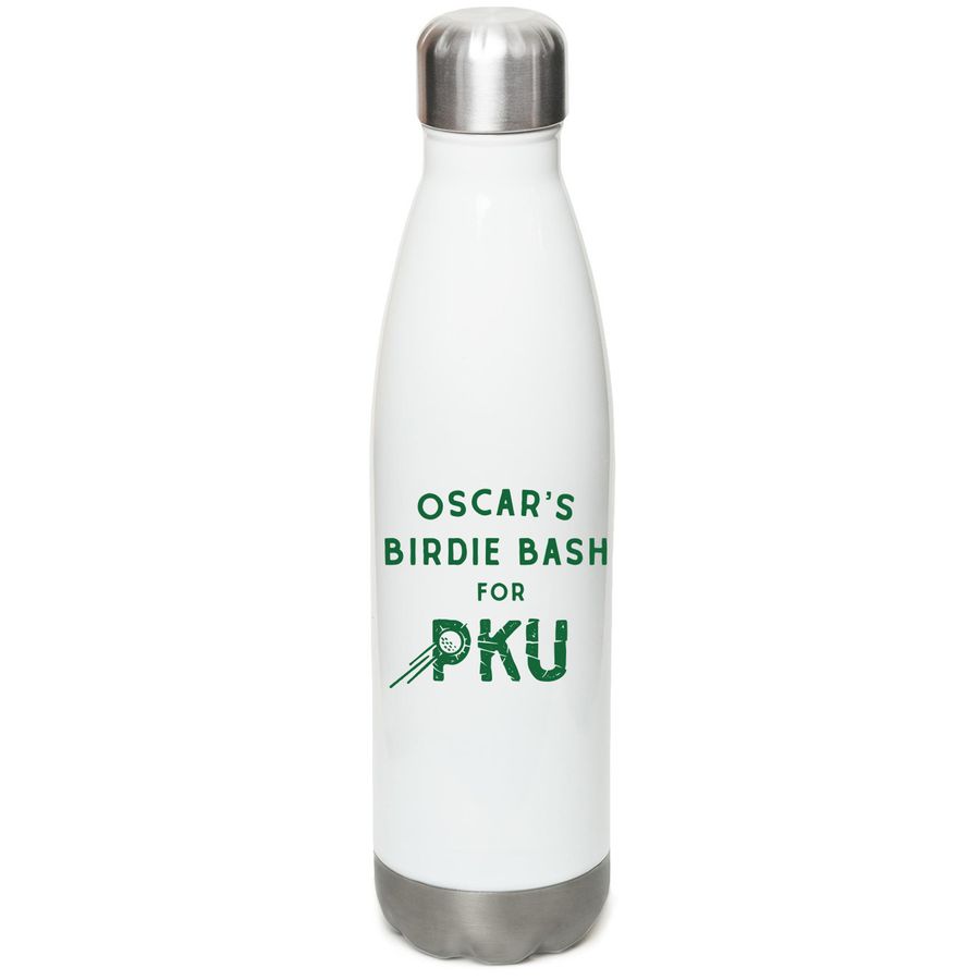 Oscar?s Birdie Bash ? Water Bottle, a White Stainless Steel Water Bottle