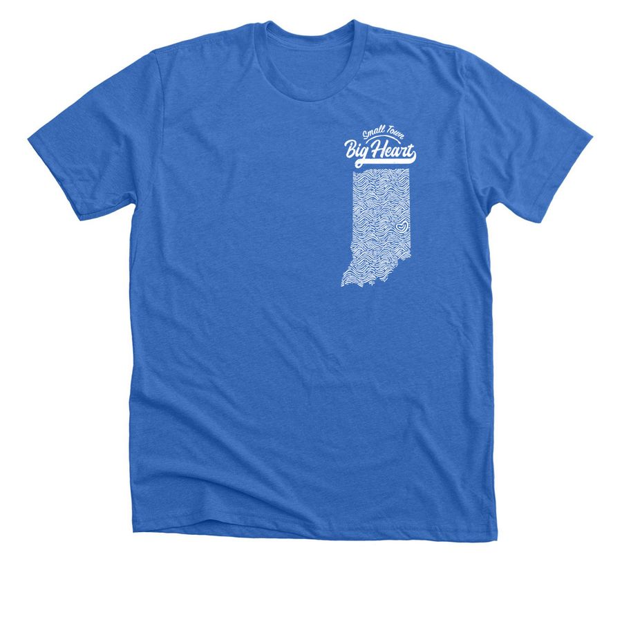 Small Town, Big Heart, a Heather True Royal Premium Unisex Tee