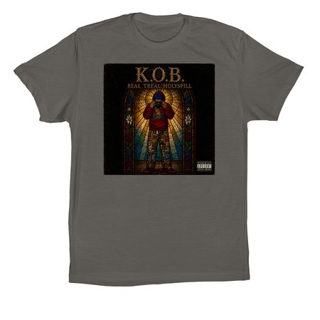 K.O.B. REAL TREAL HOLYSPILL MERCH&nbsp;, a Asphalt Premium Cotton Tee