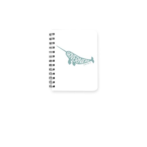 Governerd Narwhal, Aqua Logo White Spiral Notebook