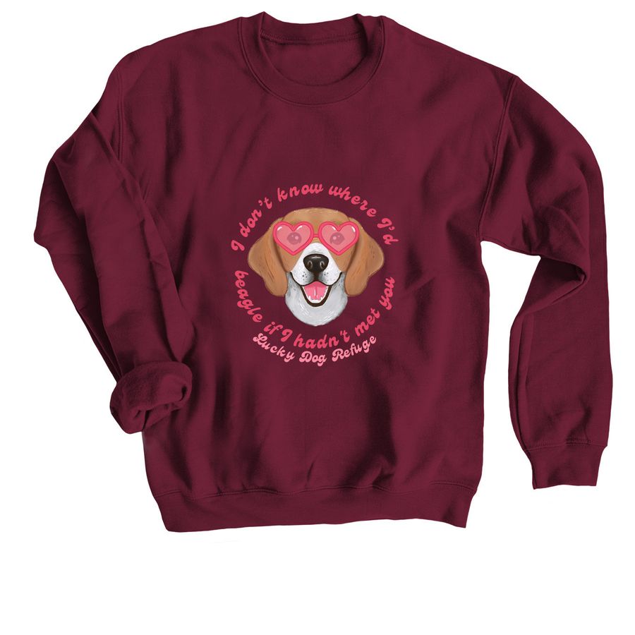 Beagle Love, a Maroon Crewneck Sweatshirt