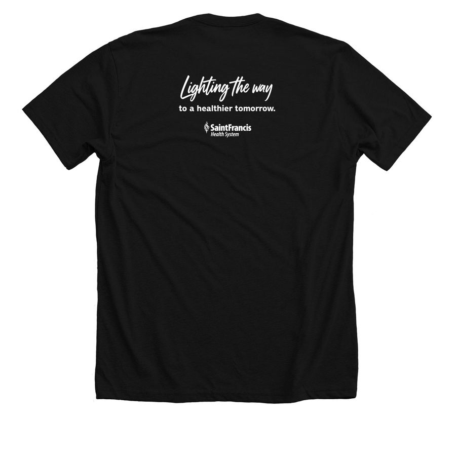 Saint Francis T-shirt, a Solid Black Blend Premium Unisex Tee (back-view)