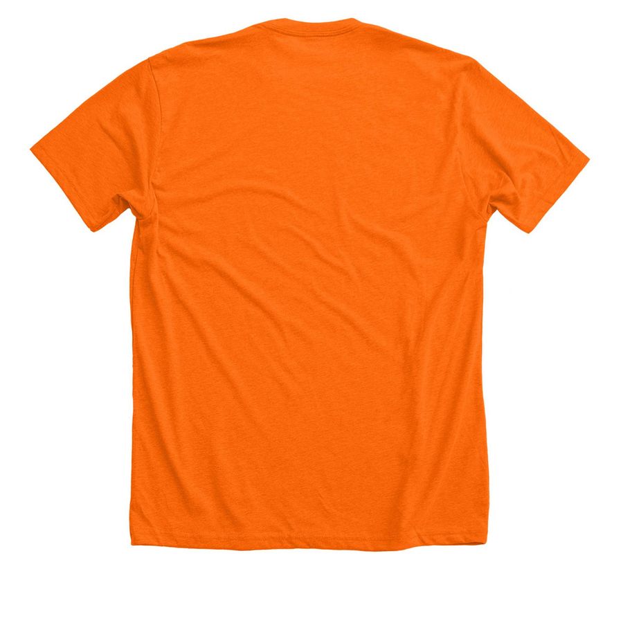 Hunger Action Month 2026, a Neon Orange Premium Unisex Tee (back-view)