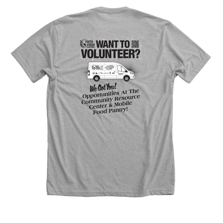 Faith Feeds T-shirt, a Athletic Heather Premium Unisex Tee (back-view)