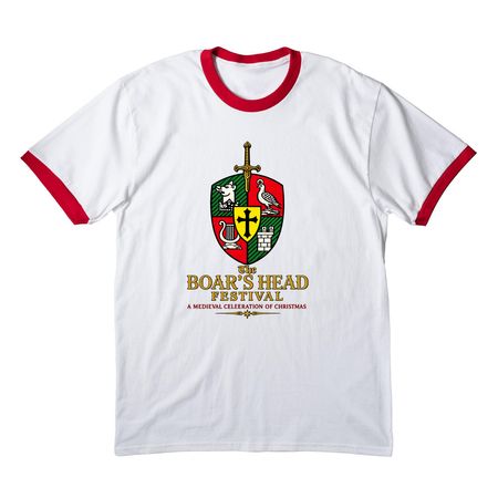 Sword & Shield, a White/ Red Cotton Ringer Tee