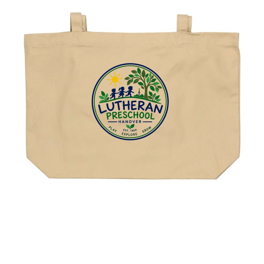 Lutheran Preschool - tote bags, a Oyster Large Organic Cotton Tote Bag