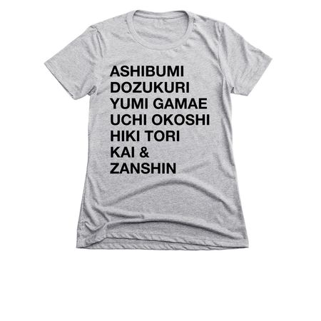 NYBA KYUDO-SHICHIDO: THE SEVEN COORDINATIONS, a Dark Heather Grey Women's Slim Fit Tee